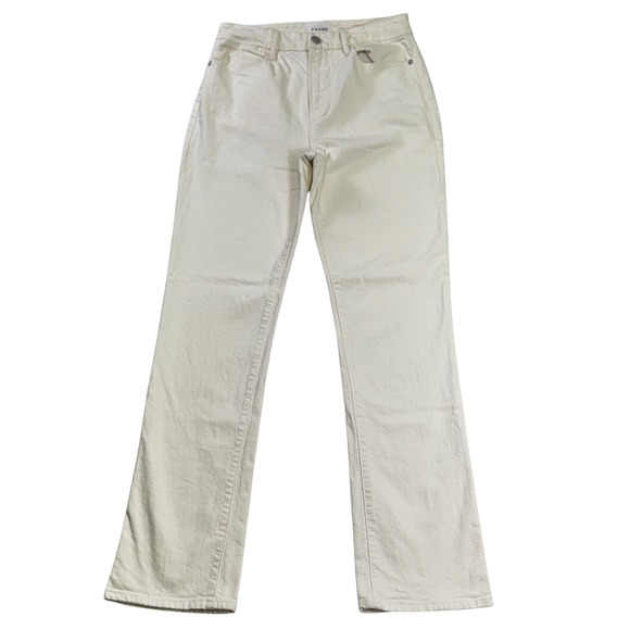 FRAME Le Super High Straight Leg Jeans Off White Natural Denim Women's Size 28‎ - Picture 1 of 9